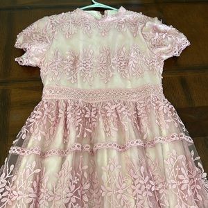 NEW Never worn Ivy City Co Long Pink Dress with Lace